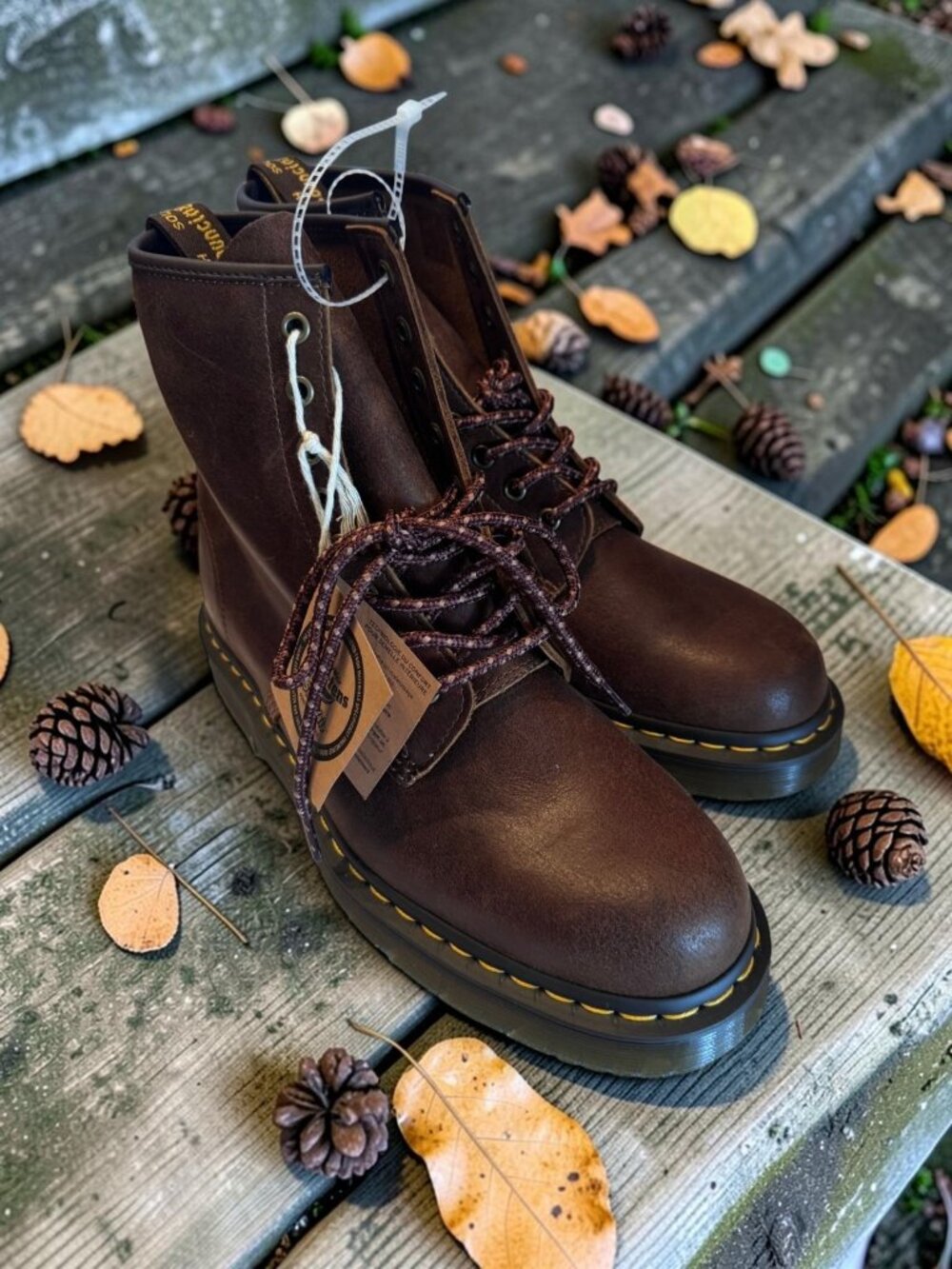 Dr Martens 1460 Crazy Horse Brown Leather Boots Mens 12 NWOB Lace Up